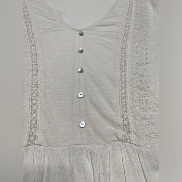 LUCKY BRAND Ivory Woven Embroidered Peplum Slub Knit Top Women’s Size Small - Picture 13 of 16